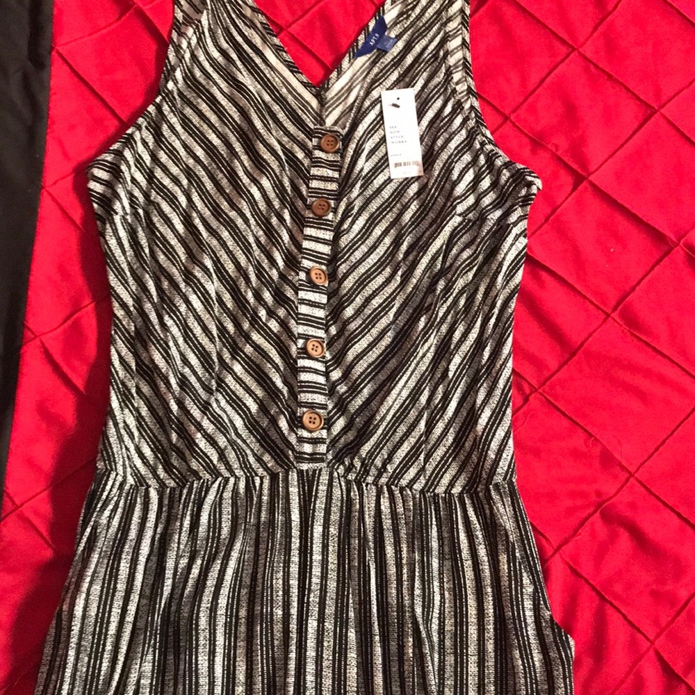 Button up black and white romper